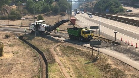 Fresado de la carpeta existente en la Ruta 5